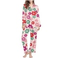 thumbnail image 2 of Womens Pajamas Set Women Casual Fashion Printed Long Sleeve Casual Pants Pajamas Suit Pajama Set Womens Pjs Sets Womens Pjs Sets Cute Pj Sets Woman,Womens Sleepwear, 2 of 5