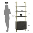 thumbnail image 6 of VEANERWOOD Fluted 5-Tier 71"H Industrial Bookshelf with Storage Cabinet & Sturdy Metal Frame,Narrow Bookcase for Living Room,Bedroom,Home Office, Black, 6 of 8