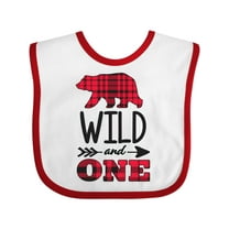 Inktastic Plaid Bear Wild and 1 with Arrow Boys or Girls Baby Bib