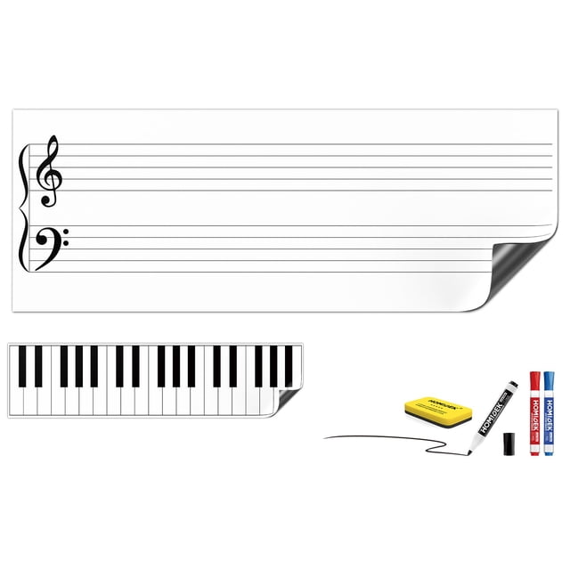 Pizarra magnética para música HoMiDek grande con pentagrama y teclado
