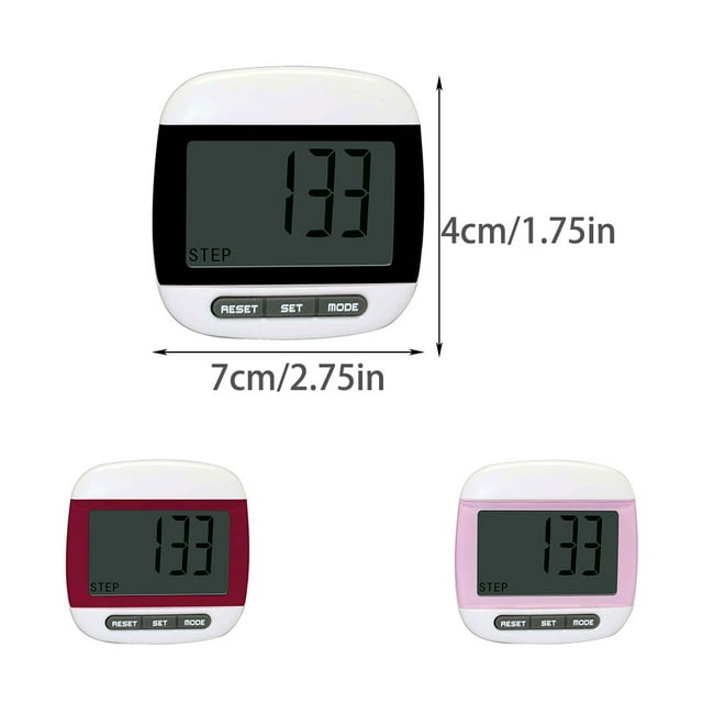 Compteur de Pas de Marche à Affichage Numérique avec Clip Portable de Haute Précision Podomètre Portable Outil de Comptage de Calories Jauge pour Course Randonnée Jogging Rouge