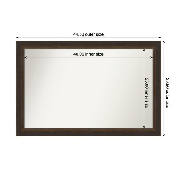 Amanti Art Custom Wall and Bathroom Mirror (29.5 x 44.5 in.), Lara Bronze Frame