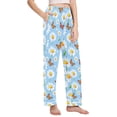 thumbnail image 2 of Dailycode Women's Pajama Pants Wide Leg Lounge Pj Bottoms With Pockets Butterfly Flying in Daisy Sea, 2 of 7