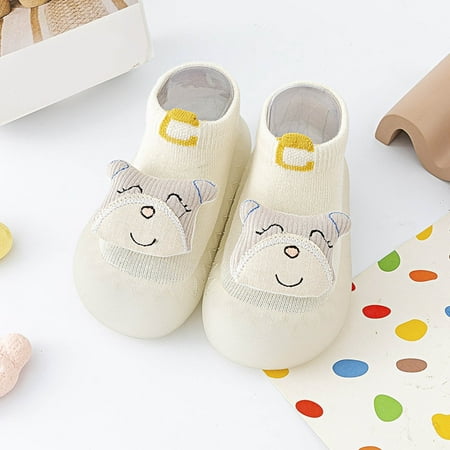 

Boys Girls Animal Cartoon Socks Shoes Toddler WarmThe Floor Socks Non Slip Prewalker Shoes Beige 23