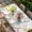 Pink Sky Blue, variant on Wildflowers Table Cloths for 4 Foot Rectangle Tables, Farmhouse Country Dragonfly Butterfly Floral Patio Waterproof Elastic Fitted Tablecloths, Washable Rectangular Table Cover for Camping