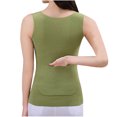 thumbnail image 4 of RXIRUCGD Femmes Couleur Unie Col Rond Sans Manches Poches avant et Oreilles Version Fine Haute Élasticité Deux Tons sous-Vêtements Chauds Haut (Vert, Taille:L), 4 of 4