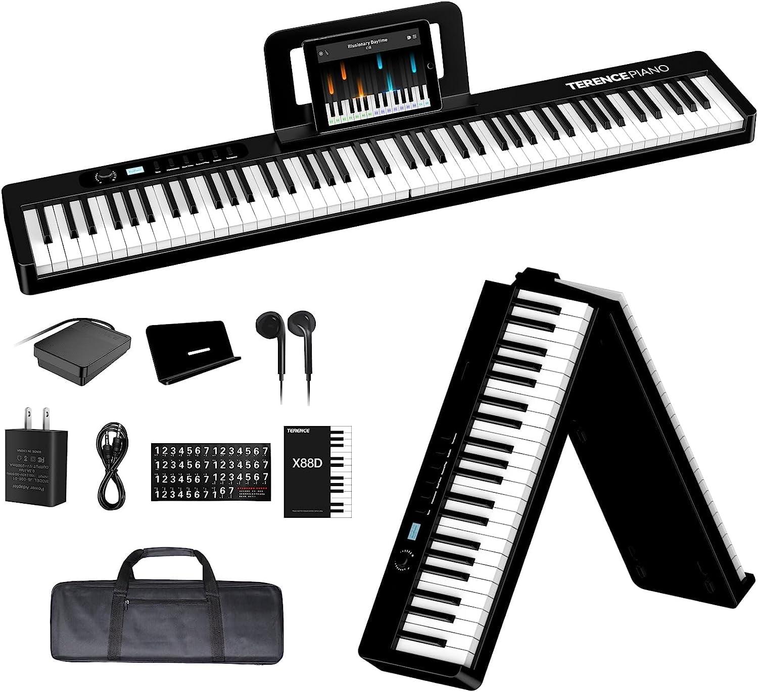 HANTU Piano Keyboard 88 Keys, SemiWeighted Folding Piano Keyboard with
