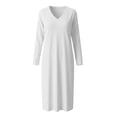 thumbnail image 7 of Lopecy-Sta Dresses for Women V-Neck Midi Shift Dress for Fall Loose Waist Casual Daily Wear, 7 of 7