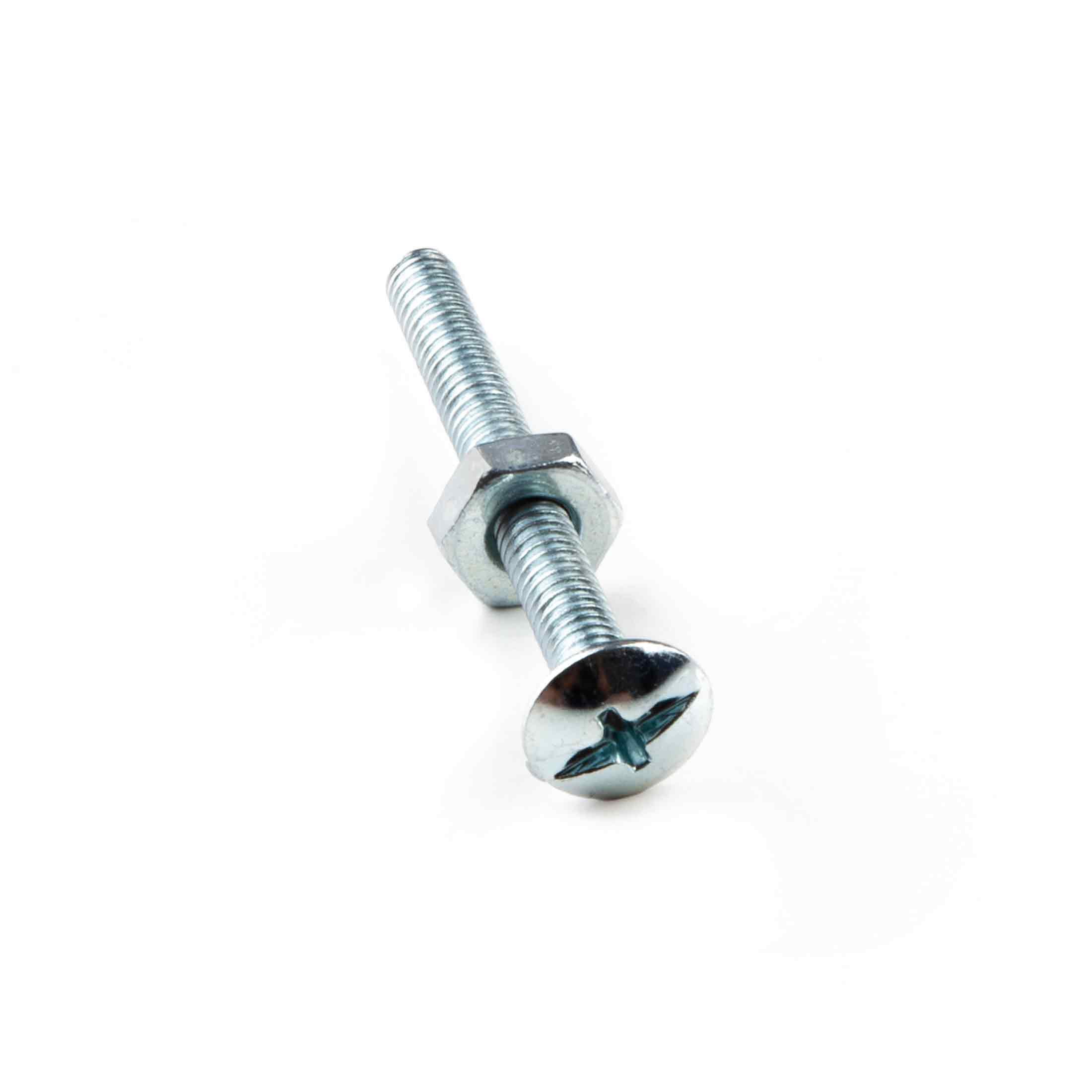(6 pack) Hillman Machine Screws w/ Nuts 1/4"-20 x 1-3/4", Steel, Zinc, Interior Truss Head, Silver, 5 sets