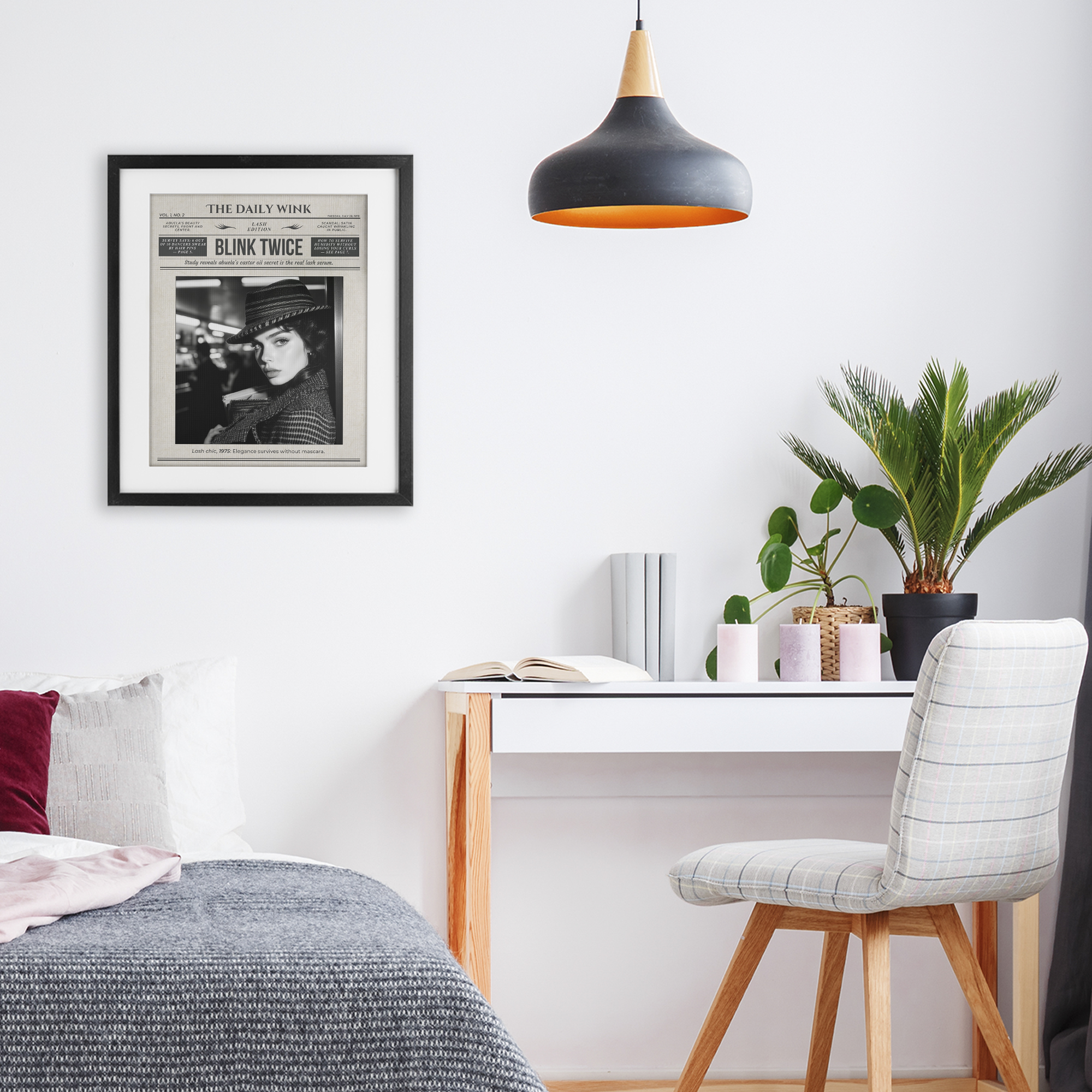 The Daily Wink Magazine Black Framed Print Under Glass, design by A Barefoot Stylist