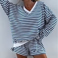 thumbnail image 6 of Lovzfmll Lounge Sets for Women, 2 Piece Striped V-Neck Top and Shorts Set, Casual Loose Fit Matching Sets, 6 of 9