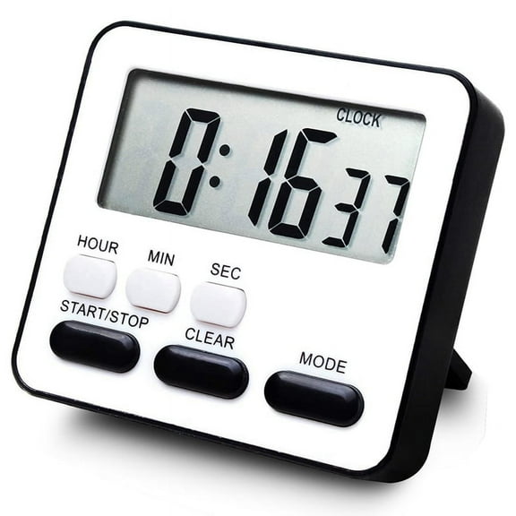 Silent Multifunction Timer with Alarm Clock for Kitchen and Bedroom, Digital Countdown Timer, Black, No Battery Included