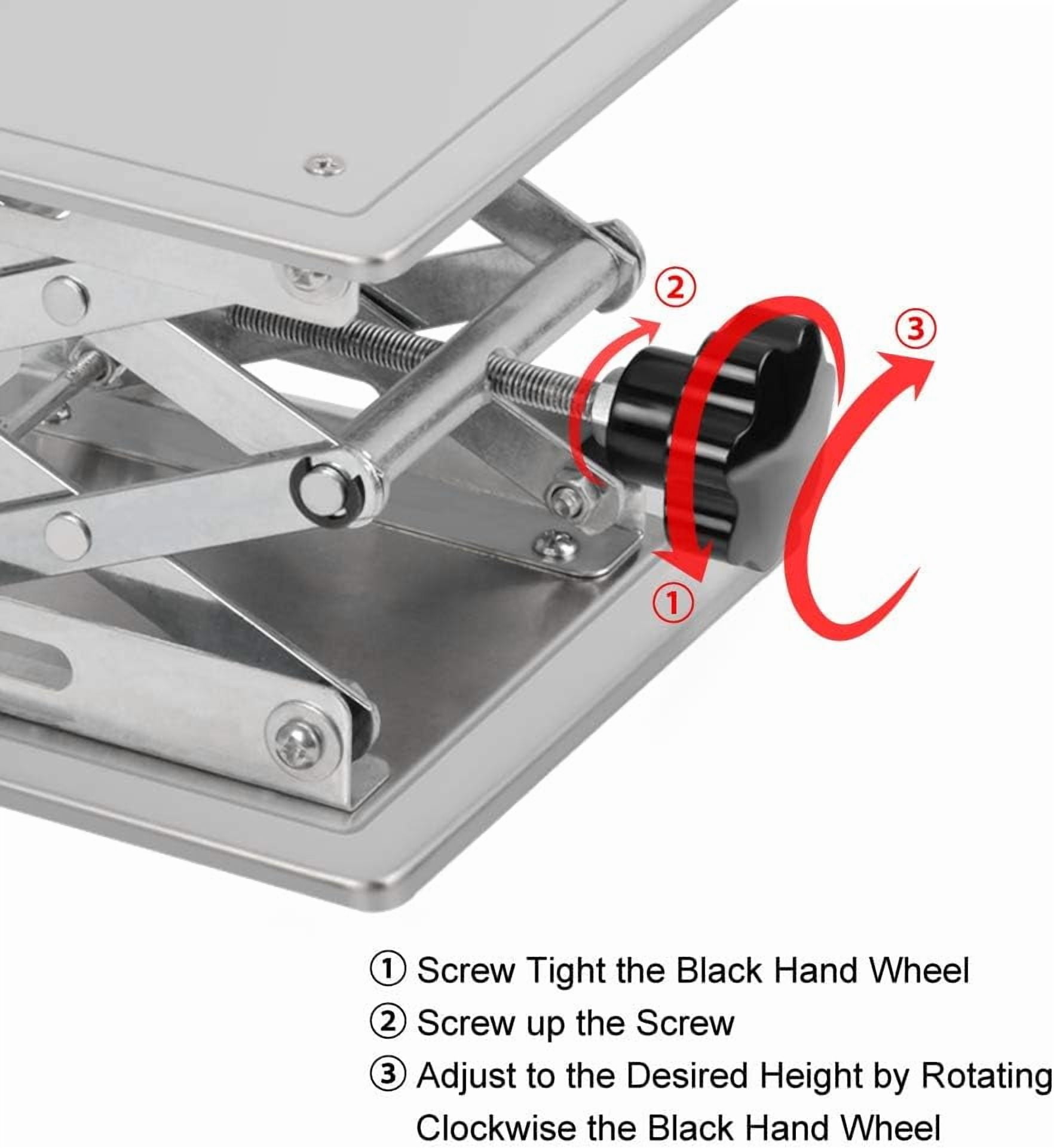 StonyLab Manual Laboratory Scissor Jack, Stainless Steel, 8"x8" Adjustable Lift Platform for Lab Equipment