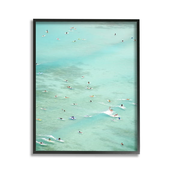 Stupell Industries People Swimming in Summer Landscape Painting Black Framed Art Print Wall Art, 11 x 14