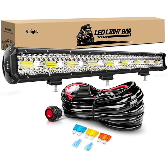 Nilight Led Light Bar 26Inch 540W Triple Row 50000LM Flood Spot Combo Off Road Driving Lights with 14AWG Heavy Duty Wiring Harness for Boat Truck Jeep UTV ATV Car