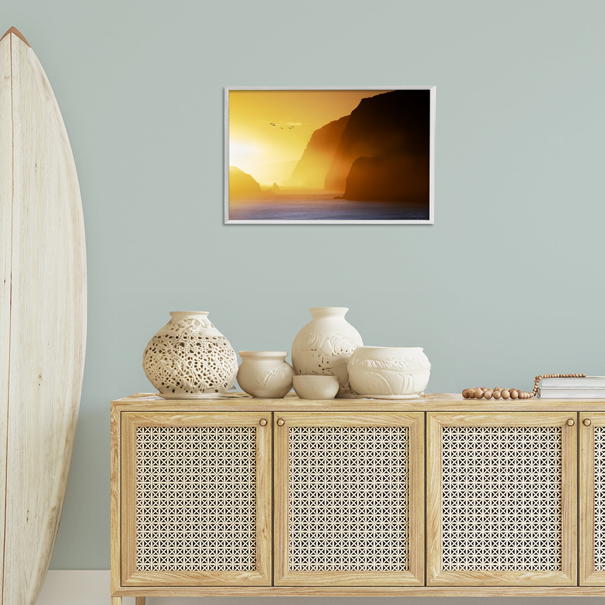 Stupell Industries Bright Sunlit Cliffs Landscape Photography White Framed Art Print Wall Art, 24 x 16