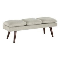 Amanda 54" Mid-Century Bench in Linen White Fabric