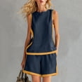 thumbnail image 2 of Linen Cotton Two Piece Short Set For Women Pocket Coffee Run Casual Summer Comfortable Pull On Easy Care Boho Lounge Outdoor Streetwear Lightweight, 2 of 6