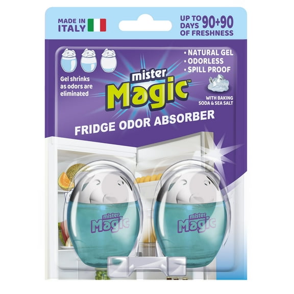 Mister Magic Fridge Odor Absorber Air Fresheners, Gel, Baking Soda, 90 Days, 2 Count, 1 Pack