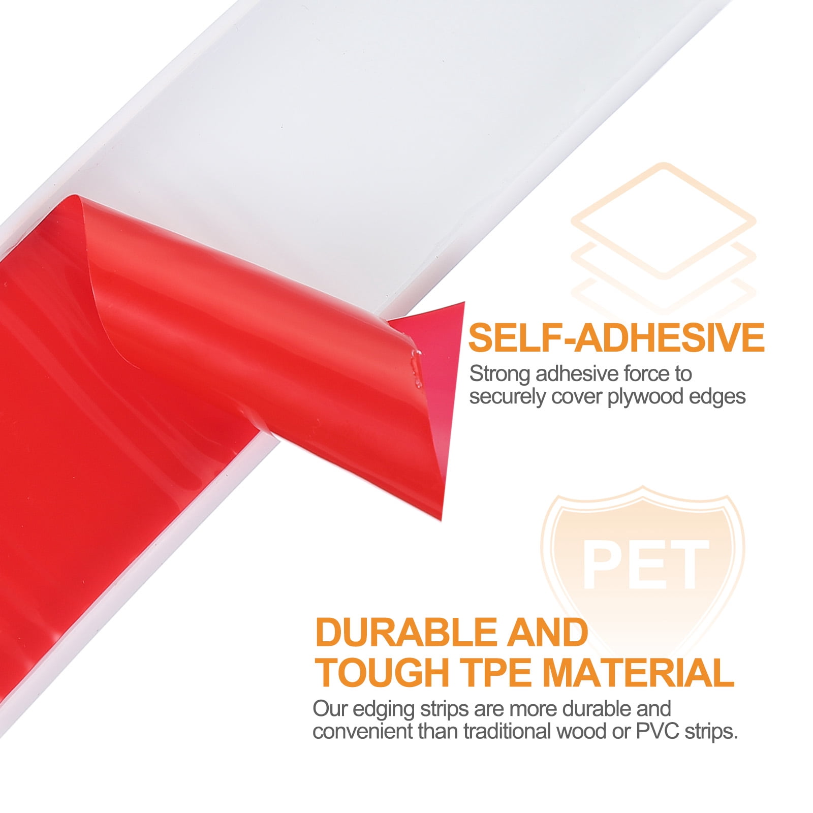 Uxcell TPE U-Shape Edge Banding Self Adhesive Flexible Veneer Edging Trim Furniture Edge Protector for Shelf Cabinet Table White 1-1/4 Inch x 20ft