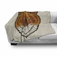 thumbnail image 3 of Fox Soft Flannel Fleece Throw Blanket, Wild Fox Portrait in Mosaic Inspired Style Furry Animal Smart Eyes Mascot, Cozy Plush for Indoor and Outdoor Use, 60" x 80", Orange White Black, by Ambesonne, 3 of 6