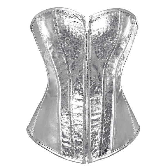 Corsets for Women Steampunk Gothic Corset Bustier with Zipper Plus Size Sliver 2XL
