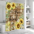 thumbnail image 5 of Shower Curtain Sunflower Bee Kind Bathroom Curtains with Hooks, Waterproof Fabric Watercolor Floral Green Leaves Brown Wood Bath Shower Curtains Set for Bathroom Bathtubs Decor 36x72 Inch, 5 of 9