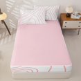 thumbnail image 4 of Homewish Pink Lines Zipper Twin Comforter Sets with Fitted Sheet and 2 Pillowcases,Modern Geometric Zipper Bedding Set,Pink Reversible,4pcs, 4 of 8