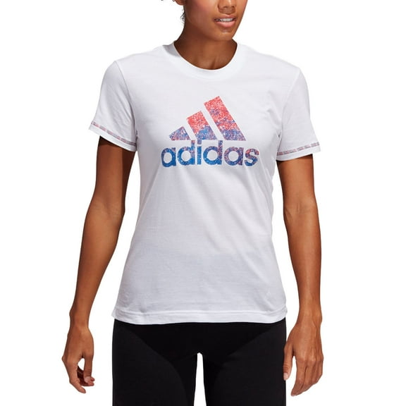 Adidas Womens Badge of Sport Cotton Logo T-Shirt, White, Small