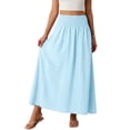 thumbnail image 2 of Tmtolofot Hollow Out Skirts for Women High Waisted Ruched Maxi Skirt Tummy Control Casual Long Skirts Fashion Trendy Outfits Spring Summer Beach Vacation Cover Ups Sun Dress|Blue|M, 2 of 7