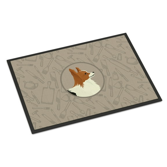 Carolines Treasures CK2200JMAT Papillon In the Kitchen Door Mat Indoor Rug or Outdoor Welcome Mat 24x36 Doormat  36"L x