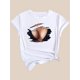 thumbnail image 4 of Camisetas gráficas para mujer, de manga corta, de algodón, para verano1pc Women'S Casual Round Neck Short Sleeve T-Shirt with Creative Graphic Print, Polyester Knit Fabric, Stretchy, for Spring/Summ, 4 of 8