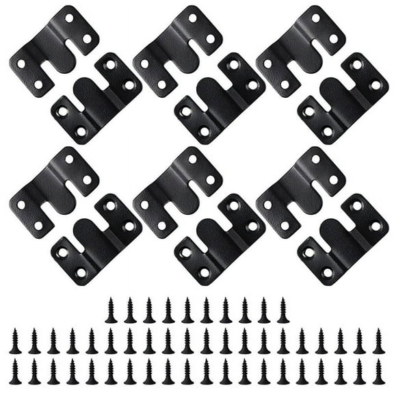 12PCS Black Mount Bracket Interlock Hanging Buckle Z Clips Headboard Wall Mounting Brackets with 48PCS Screws