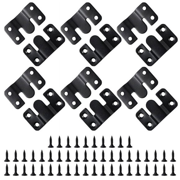 12PCS Black Mount Bracket Interlock Hanging Buckle Z Clips Headboard Wall Mounting Brackets with 48PCS Screws,12PCS Z Clips 48PCS Screws,Black