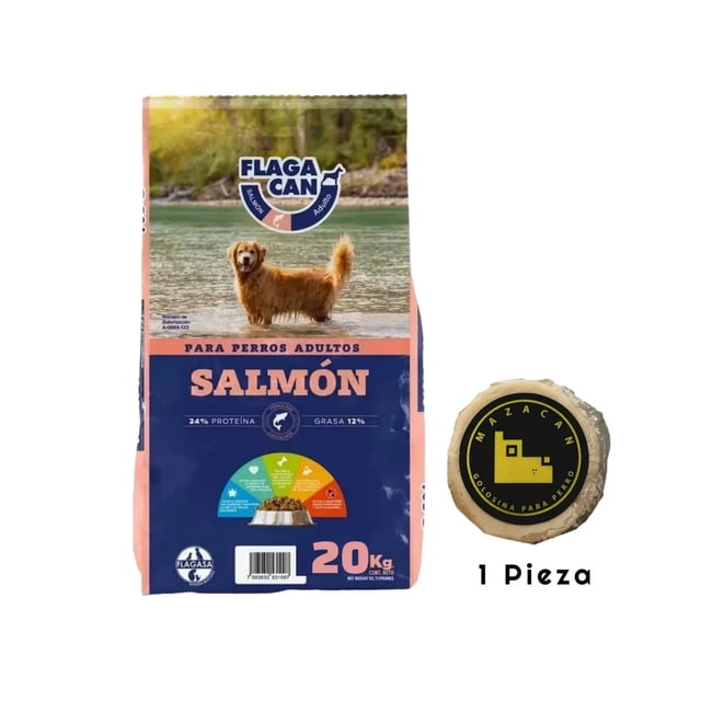 Flagacan Adulto Salmon 20 kg + Mazacan Para Perro 1 pza