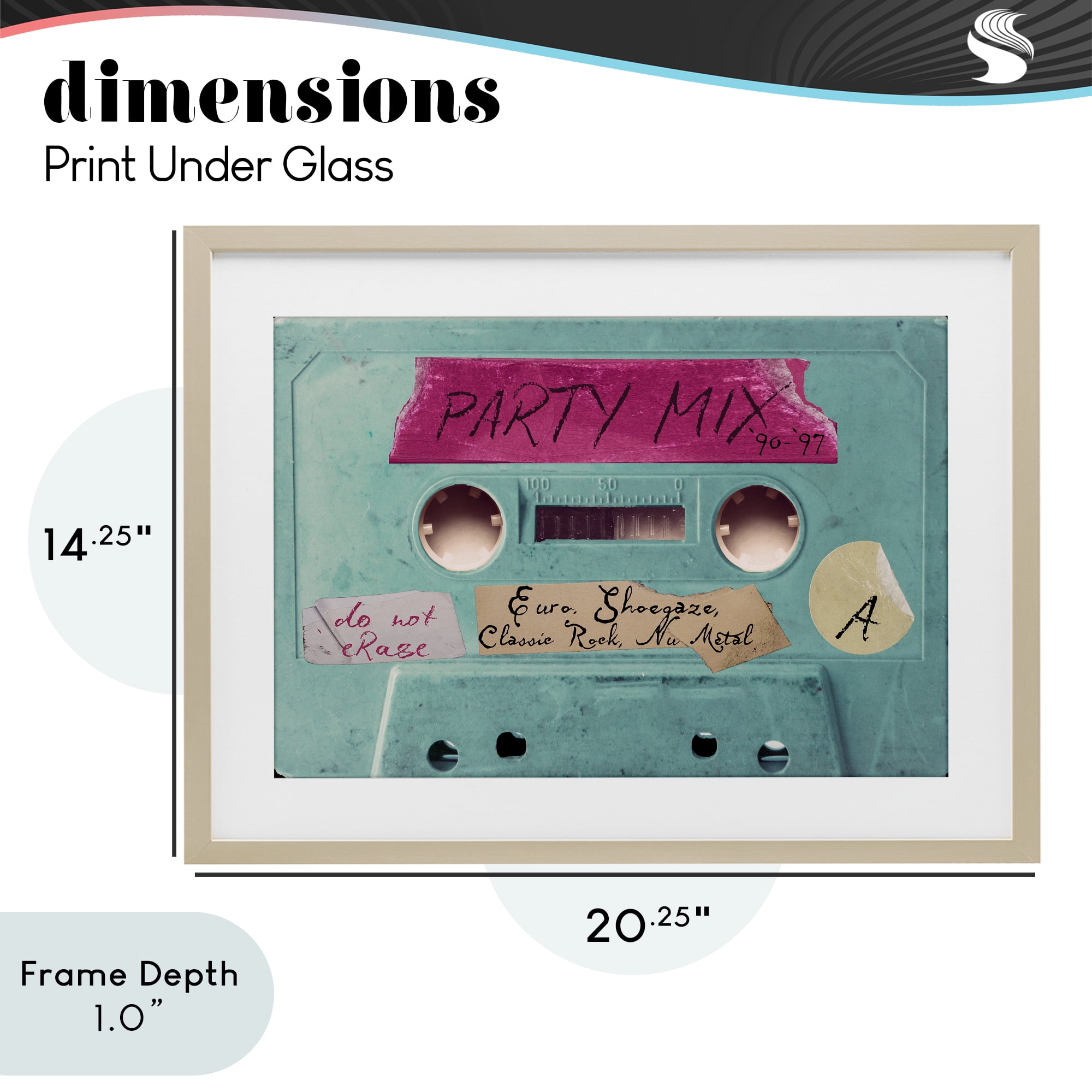 Stupell Industries Retro Party Mix Cassette Birch Framed Print Under Glass, design by Annabelle Hall