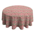 thumbnail image 4 of Pink Christmas Tree Pattern Round Tablecloth 60"x60",Wrinkle Wipeable Table Cloth for Kitchen Dining Room Picnic Patio Party, 4 of 6