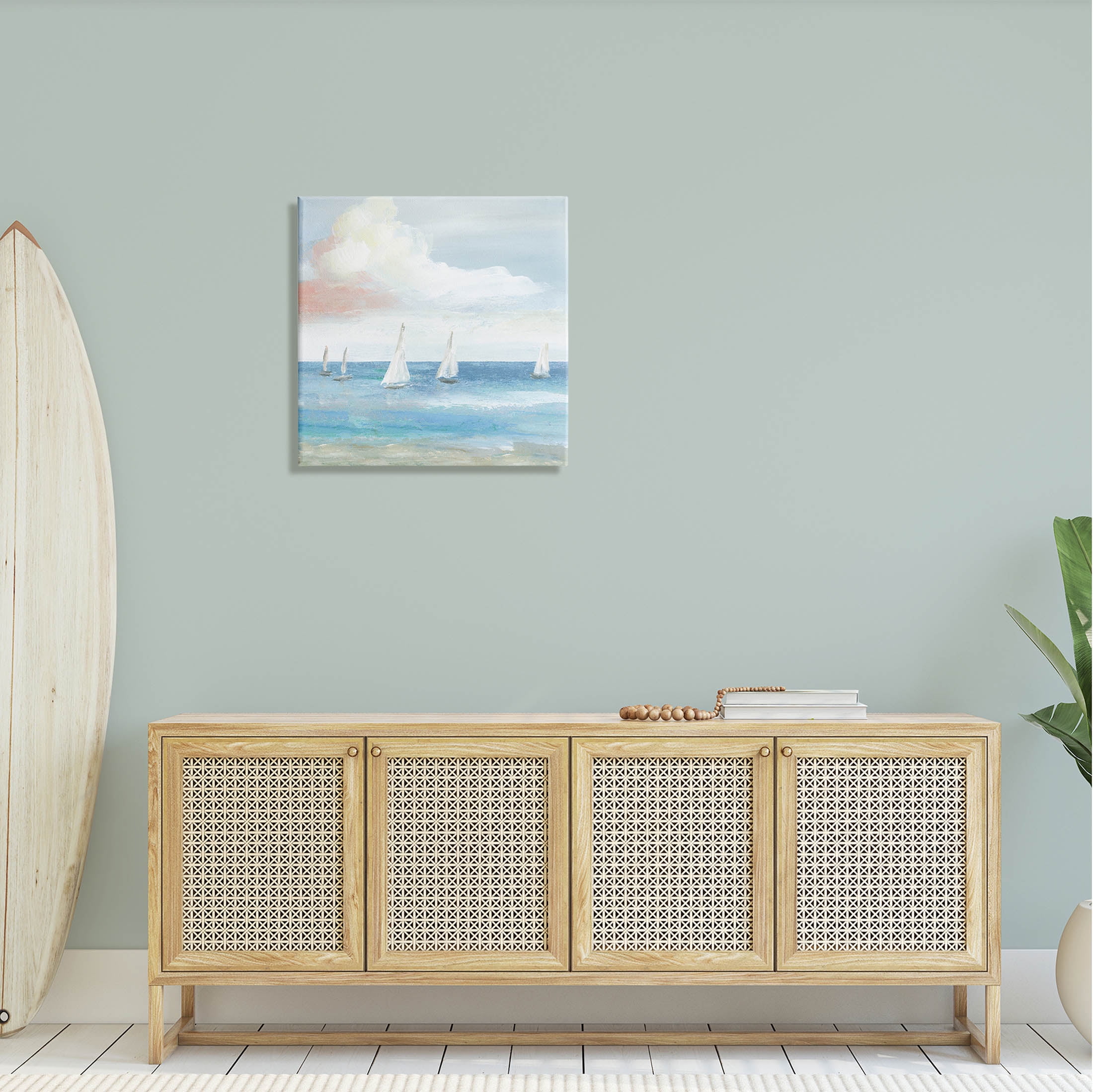 Stupell Industries Floating Sailboats Calm Ocean Tide Painting Gallery Wrapped Canvas Print Wall Art, Design by Nan