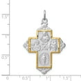 thumbnail image 2 of 925 Sterling Silver Gold Four Way Medal Cross Necklace Charm Pendant Religious, 2 of 6