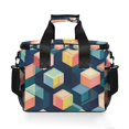 thumbnail image 7 of FORMRS Insulated Cooler Bag 24 Cans Capacity Soft Leakproof Lunch Box with Side Pockets, Blue Cubes, 7 of 7