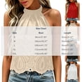 thumbnail image 3 of TEAJOPSUU Tank Tops for Women Halter Neck Embroidered Lace Cropped Tank Tops Bohemian Style Casual Sleeveless Shirts Loose Fit Summer Solid Color Blouses Khaki, 3 of 6