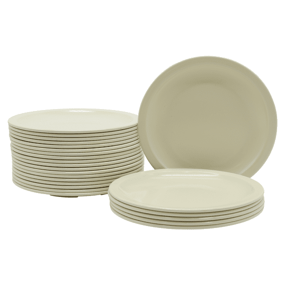 Set de Platos Redondos de Melamina de 20 cm / 24 piezas color Beige