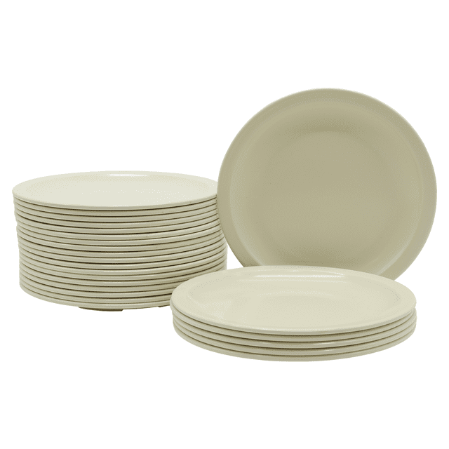 Set de Platos Redondos de Melamina de 20 cm / 24 piezas color Beige