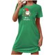 thumbnail image 1 of Camisón corto navideño para mujer, talla grande, con cuello redondo estampado y mangas cortas, para el pecho., 1 of 2