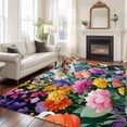 thumbnail image 2 of Rectangle Area Rugs 5 x 8 Ft, Watercolor Spring Floral Non-Slip Residential Carpet, Farmhouse Flowers Colorful Indoor Crawling Mats Runner Rugs for Living Room/Dining Room/Bedroom, 2 of 8