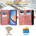 thumbnail image 4 of for Samsung Galaxy A35 Wallet Case with Card Holder for Women Men, Phone Case RFID Blocking PU Leather Flip Shockproof Cover with Shoulder+Wrist Strap Zipper Credit Card Slots Stand,Rosegold, 4 of 6