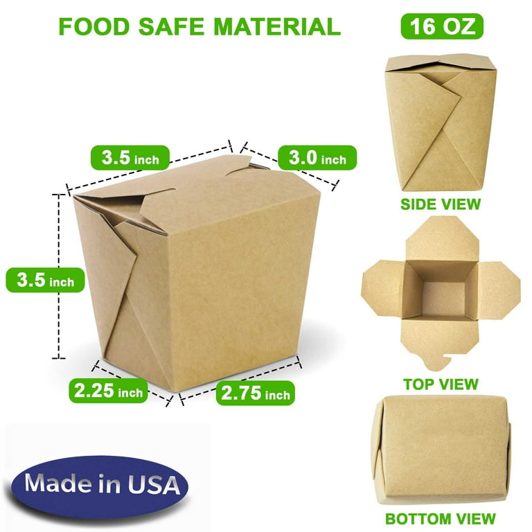 60 Pack Chinese Takeout Containers 16 oz, Kraft Paper To-Go Food Boxes for  Restaurants, Food Service