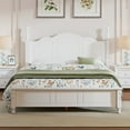 thumbnail image 2 of Queen Size Retro Style Wood Platform Bed, Bed Frame with Wooden Slat Support, Vintage Headboard, Retro Style Platform Bed No Box Spring Required, Easy Assembly, White, 2 of 8