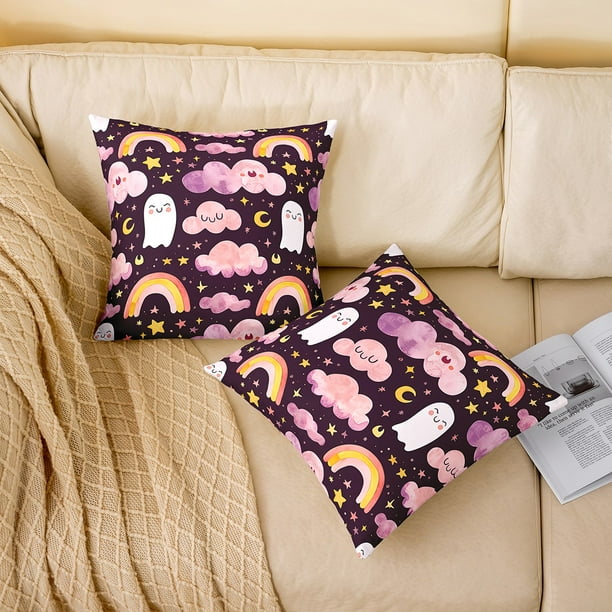 2 GHOST purple and white pillows hot