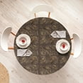 thumbnail image 4 of Ambesonne Tropical Fitted Round Tablecloth, Grunge Leaf Sketch Pattern, 56"- 60" Diameter, Pale Camel Umber, 4 of 5